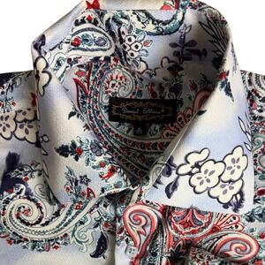 Daniel Ellissa Button Down Shirt Mens XL Blue Paisley Floral cuffed Long Sleeve